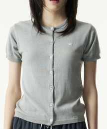 TCM button half knit cardigan (grey)