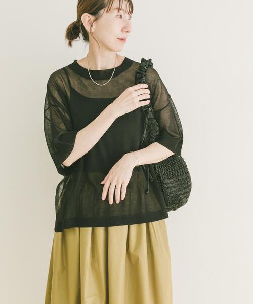 ITEMS URBANRESEARCH(アイテムズ アーバンリサーチ)の「シアーハンソデニットプルオーバー(ニット/セーター・レディース・グレー系その他/ブラック/ライトブルー・FREE)」の4枚目の写真