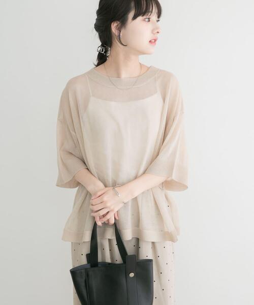 ITEMS URBANRESEARCH(アイテムズ アーバンリサーチ)の「シアーハンソデニットプルオーバー(ニット/セーター・レディース・グレー系その他/ブラック/ライトブルー・FREE)」の10枚目の写真