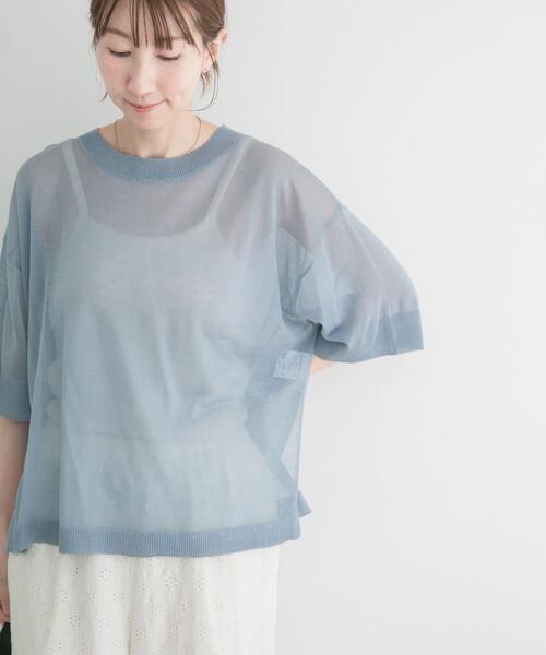 ITEMS URBANRESEARCH(アイテムズ アーバンリサーチ)の「シアーハンソデニットプルオーバー(ニット/セーター・レディース・グレー系その他/ブラック/ライトブルー・FREE)」の20枚目の写真