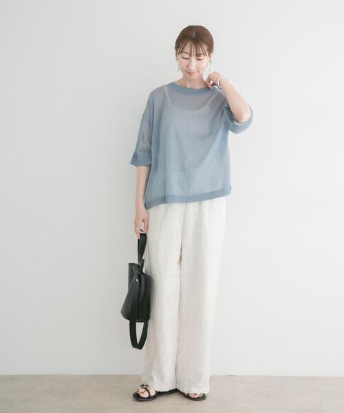 ITEMS URBANRESEARCH(アイテムズ アーバンリサーチ)の「シアーハンソデニットプルオーバー(ニット/セーター・レディース・グレー系その他/ブラック/ライトブルー・FREE)」の22枚目の写真