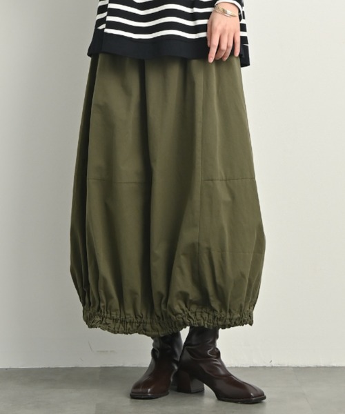 aunt lily(アントリリー)の「ハンサムツイルパネル切り替えバルーンスカート / バルーンスカート スカート見えパンツ ツイルスカート コットン100% ロングスカート イージースカート 大人カジュアル きれいめ(スカート・レディース・グレイッシュベージュ/グレー・M/S/3L/LL/L)」の1枚目の写真