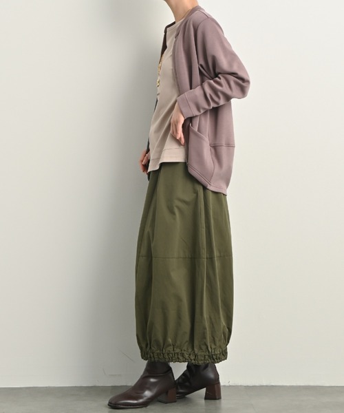 aunt lily(アントリリー)の「ハンサムツイルパネル切り替えバルーンスカート / バルーンスカート スカート見えパンツ ツイルスカート コットン100% ロングスカート イージースカート 大人カジュアル きれいめ(スカート・レディース・グレイッシュベージュ/グレー・M/S/3L/LL/L)」の8枚目の写真