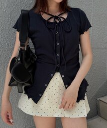 mline（エムライン）の「[mline]半袖チョーカー ボタントップス（Tシャツ/カットソー）」