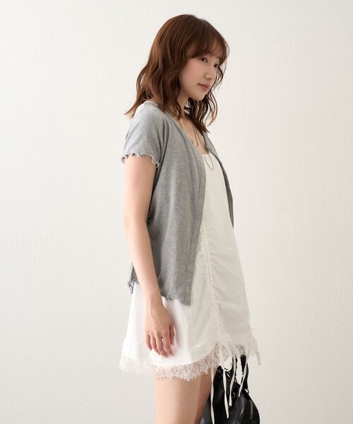 mline（エムライン）の「[mline]半袖チョーカー ボタントップス（Tシャツ/カットソー・レディース・ネイビー/ピンク/グレー/アイボリー・FREE）」の13枚目の写真