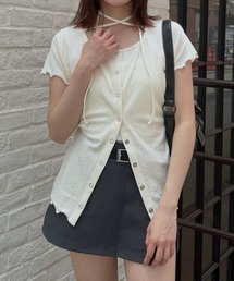 mline（エムライン）の「【待望の半袖ver】[mline]半袖チョーカー ボタントップス（Tシャツ/カットソー）」