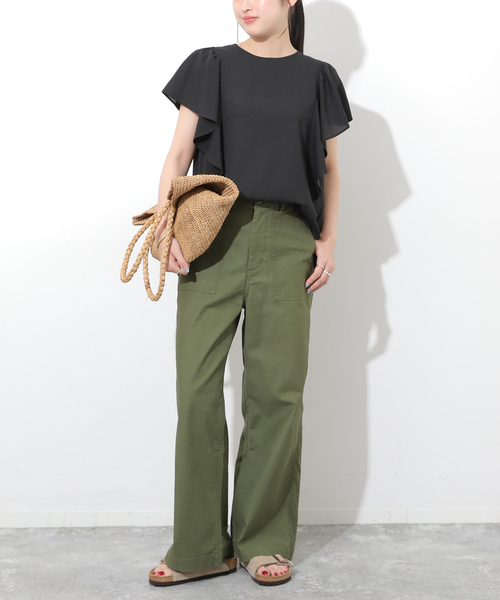 JOURNAL STANDARD relume(ジャーナルスタンダード レリューム)の「ラミーボイルクロスラッフルブラウス(シャツ/ブラウス・レディース・ブラック/ホワイト・FREE)」の3枚目の写真