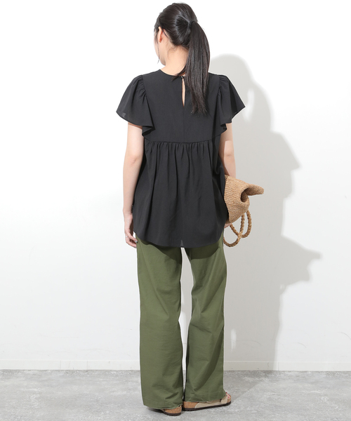 JOURNAL STANDARD relume(ジャーナルスタンダード レリューム)の「ラミーボイルクロスラッフルブラウス(シャツ/ブラウス・レディース・ブラック/ホワイト・FREE)」の6枚目の写真