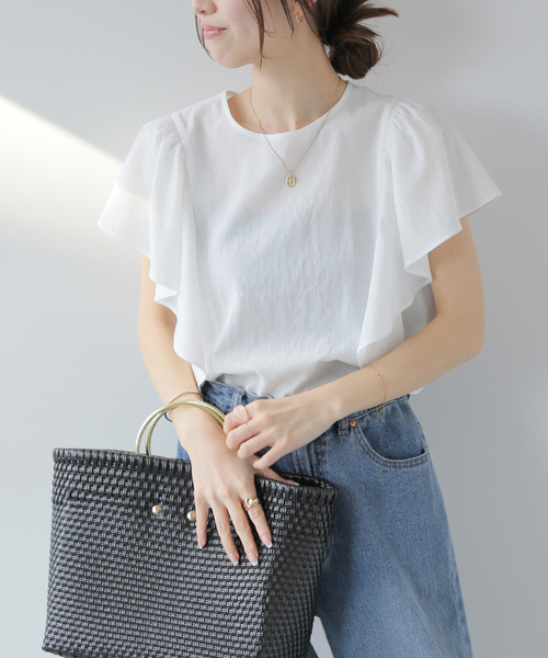 JOURNAL STANDARD relume(ジャーナルスタンダード レリューム)の「ラミーボイルクロスラッフルブラウス(シャツ/ブラウス・レディース・ブラック/ホワイト・FREE)」の15枚目の写真