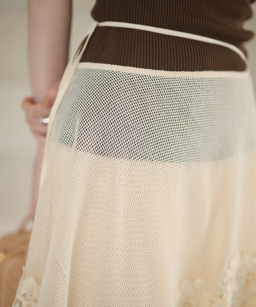 LAULEN(ローレン)の「2way lace shawl wrap set mesh pants /レースラップパーツセットメッシュワイドパンツ(その他パンツ・レディース・アイボリー・FREE)」の11枚目の写真