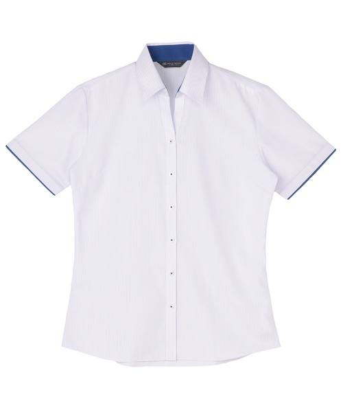 TOKYO SHIRTS(トウキョウシャツ)の「【吸水速乾】 形態安定ノンアイロン スキッパー 半袖ビジネスワイシャツ(ビジネスシャツ・レディース・パープル・L/S/M/XL/LL)」の1枚目の写真