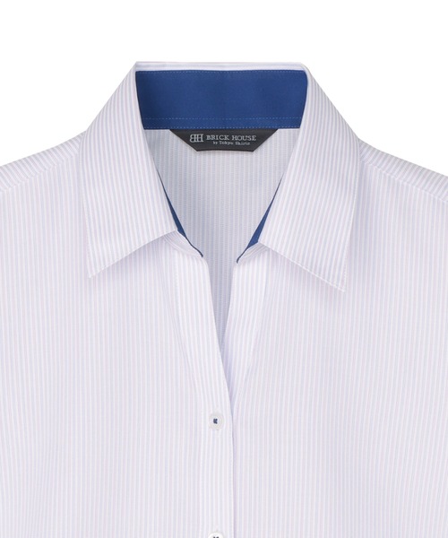TOKYO SHIRTS(トウキョウシャツ)の「【吸水速乾】 形態安定ノンアイロン スキッパー 半袖ビジネスワイシャツ(ビジネスシャツ・レディース・パープル・L/S/M/XL/LL)」の3枚目の写真