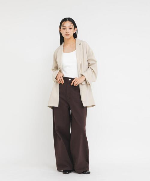 KBF(ケイビーエフ)の「ミニマルWIDEパンツ(その他パンツ・レディース・ブラウン/ブラック/ピンク・36/38)」の4枚目の写真
