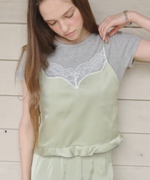 GIUNON | satin lace frill camisole / サテンレースフリルキャミソール(キャミソール)