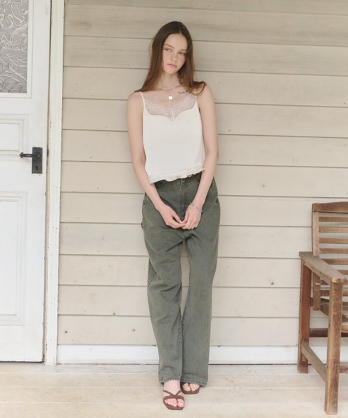 GIUNON(ジウノン)の「satin lace frill camisole / サテンレースフリルキャミソール(キャミソール・レディース・ピンク/グリーン/アイボリー・FREE)」の6枚目の写真