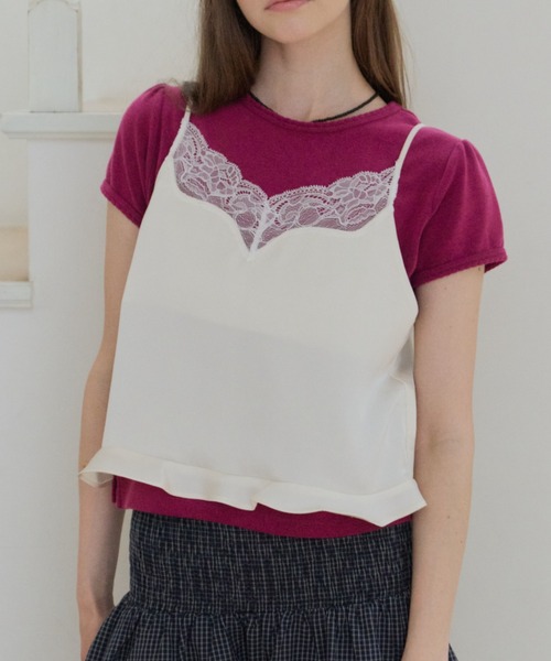 GIUNON(ジウノン)の「satin lace frill camisole / サテンレースフリルキャミソール(キャミソール・レディース・ピンク/グリーン/アイボリー・FREE)」の21枚目の写真