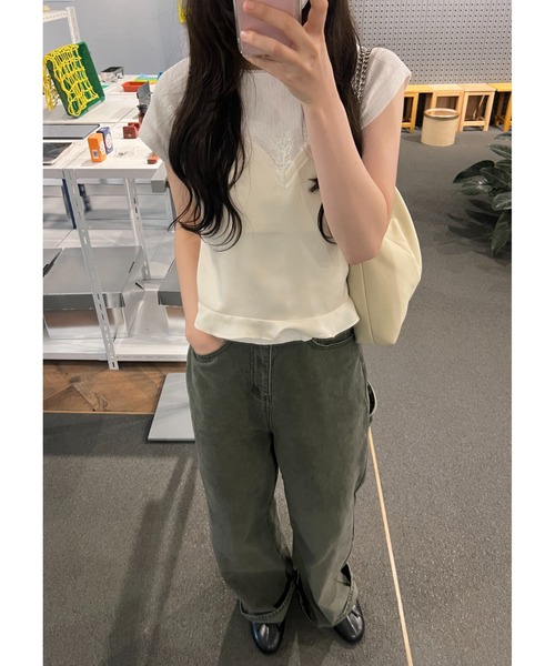 GIUNON(ジウノン)の「satin lace frill camisole / サテンレースフリルキャミソール(キャミソール・レディース・ピンク/グリーン/アイボリー・FREE)」の17枚目の写真