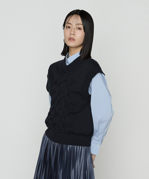 COMME CA(コムサ)の「〔 TALLサイズ 〕 コットンポリエステルリリヤーン ニットベスト(ニット/セーター・レディース・ネイビー・15号)」の6枚目の写真