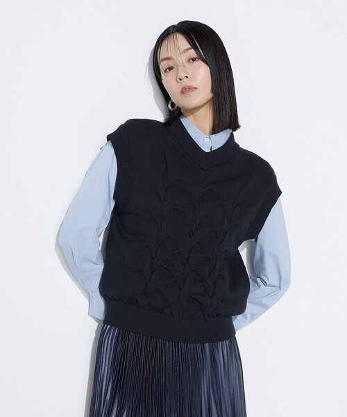 COMME CA(コムサ)の「〔 TALLサイズ 〕 コットンポリエステルリリヤーン ニットベスト(ニット/セーター・レディース・ネイビー・15号)」の21枚目の写真