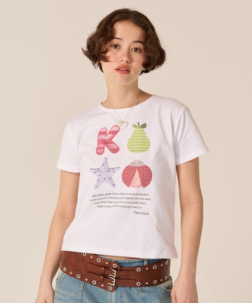 TINA:JOJUN(ティーナジョジュン)の「コンパクト プリント 半袖Tシャツ TINA:JOJUN(Tシャツ/カットソー・レディース・ホワイト系その他2/ホワイト系その他・M)」の2枚目の写真