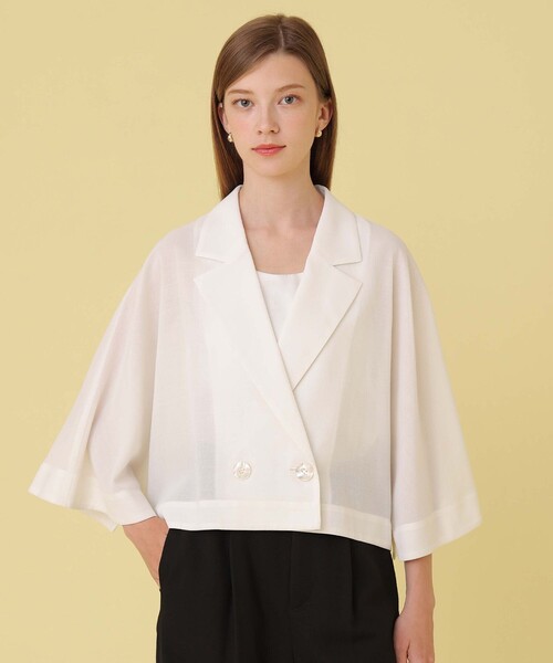 ANAYI（アナイ）の「ファインメッシュハーフスリーブ ジャケット〈セットアップ対応商品〉（テーラードジャケット・レディース・ブラック/ホワイト/ブラウン・38/36）」の2枚目の写真