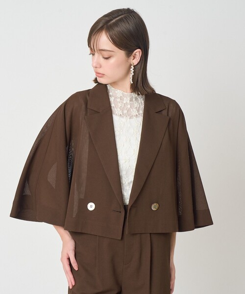 ANAYI（アナイ）の「ファインメッシュハーフスリーブ ジャケット〈セットアップ対応商品〉（テーラードジャケット・レディース・ブラック/ホワイト/ブラウン・38/36）」の5枚目の写真
