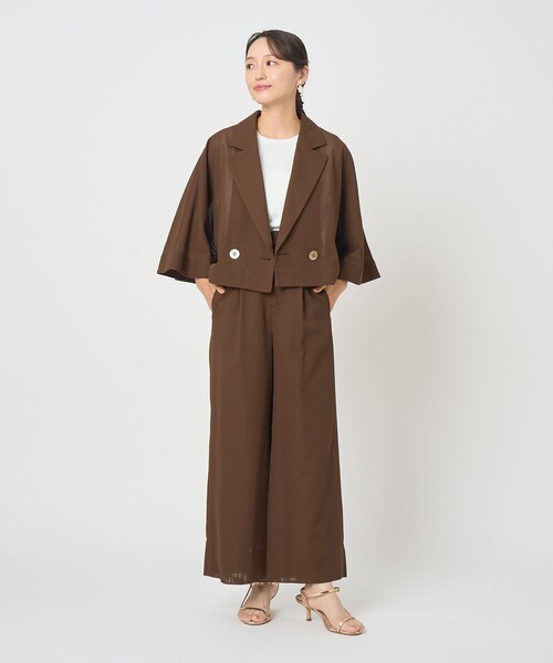 ANAYI（アナイ）の「ファインメッシュハーフスリーブ ジャケット〈セットアップ対応商品〉（テーラードジャケット・レディース・ブラック/ホワイト/ブラウン・38/36）」の8枚目の写真