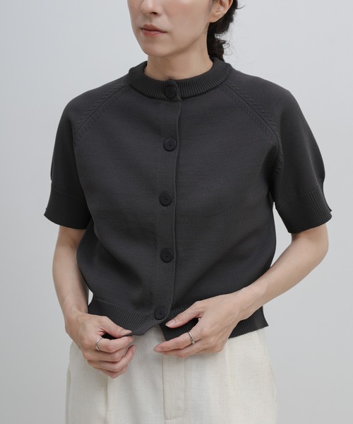 select MOCA(セレクトモカ)の「ボタンデザインスポンディッシュニットカーディガン(カーディガン/ボレロ・レディース・ブラウン/グレー/ブラック・FREE)」の15枚目の写真