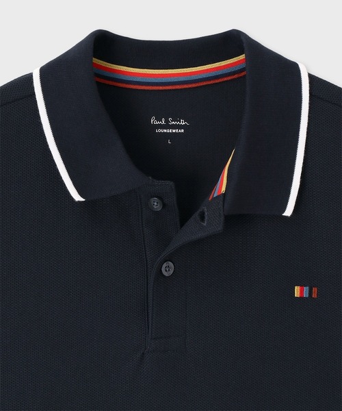 Paul Smith（ポールスミス）の「【ラウンジウェアー】"TRAVELLER" コントラストライン ポロシャツ【853363 7385】（ポロシャツ・メンズ・ネイビー/ブラック・LARGE/MEDIUM）」の4枚目の写真