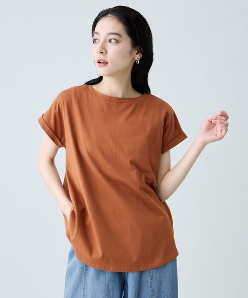 ANY（エニィ）の「前後2WAY異素材コンビカットソー（Tシャツ/カットソー・レディース・ブルー系/ホワイト系/オレンジ系/ブラック系・F）」の4枚目の写真