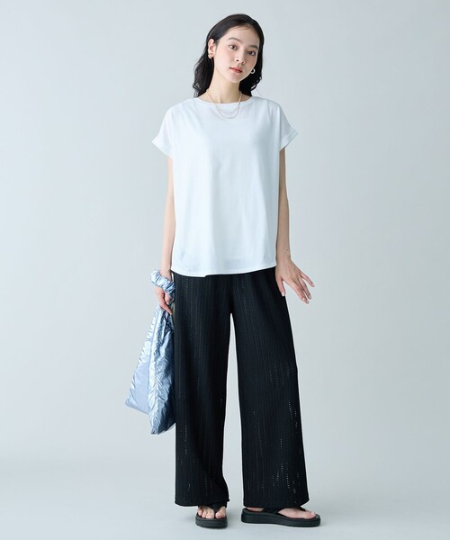 ANY（エニィ）の「前後2WAY異素材コンビカットソー（Tシャツ/カットソー・レディース・ブルー系/ホワイト系/オレンジ系/ブラック系・F）」の8枚目の写真