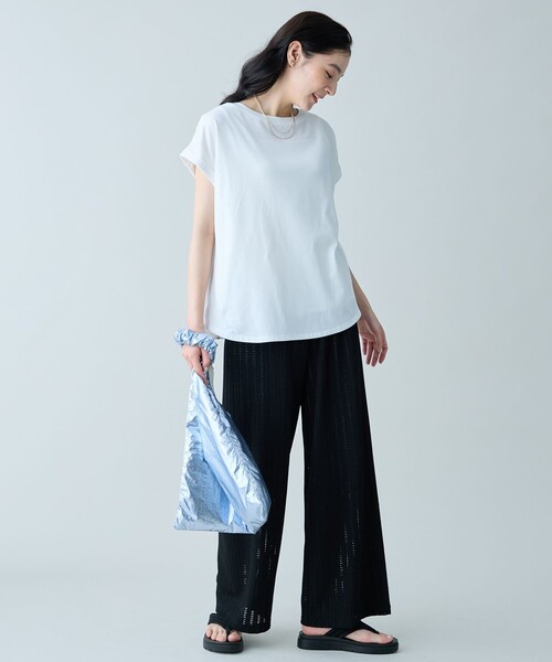 ANY（エニィ）の「前後2WAY異素材コンビカットソー（Tシャツ/カットソー・レディース・ブルー系/ホワイト系/オレンジ系/ブラック系・F）」の9枚目の写真
