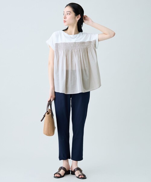 ANY（エニィ）の「前後2WAY異素材コンビカットソー（Tシャツ/カットソー・レディース・ブルー系/ホワイト系/オレンジ系/ブラック系・F）」の13枚目の写真