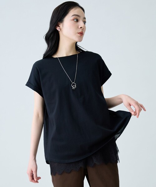 ANY（エニィ）の「前後2WAY異素材コンビカットソー（Tシャツ/カットソー・レディース・ブルー系/ホワイト系/オレンジ系/ブラック系・F）」の15枚目の写真