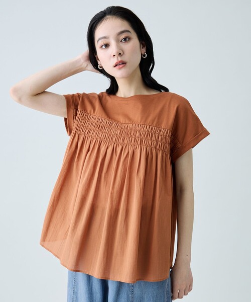 ANY（エニィ）の「前後2WAY異素材コンビカットソー（Tシャツ/カットソー・レディース・ブルー系/ホワイト系/オレンジ系/ブラック系・F）」の19枚目の写真