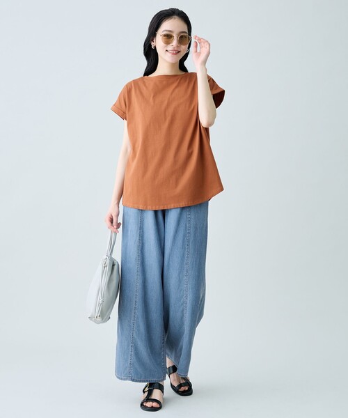 ANY（エニィ）の「前後2WAY異素材コンビカットソー（Tシャツ/カットソー・レディース・ブルー系/ホワイト系/オレンジ系/ブラック系・F）」の20枚目の写真