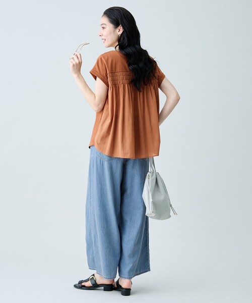 ANY（エニィ）の「前後2WAY異素材コンビカットソー（Tシャツ/カットソー・レディース・ブルー系/ホワイト系/オレンジ系/ブラック系・F）」の22枚目の写真