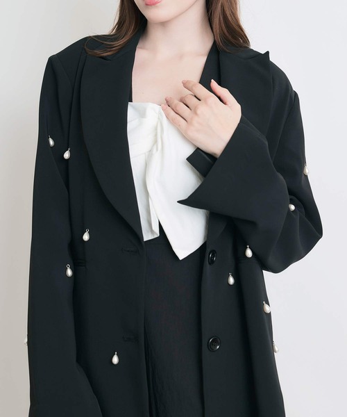 PICCIN PERLA（ピッチンペルラ）の「ティアドロップパールテーラードジャケット（テーラードジャケット・レディース・ブラック・M）」の3枚目の写真