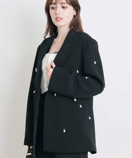 PICCIN PERLA（ピッチンペルラ）の「ティアドロップパールテーラードジャケット（テーラードジャケット・レディース・ブラック・M）」の4枚目の写真
