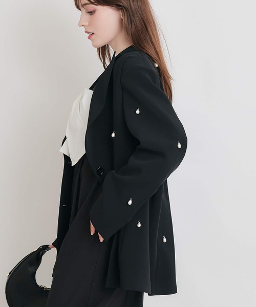 PICCIN PERLA（ピッチンペルラ）の「ティアドロップパールテーラードジャケット（テーラードジャケット・レディース・ブラック・M）」の5枚目の写真