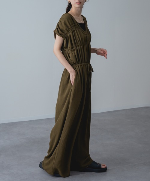 refinedworks（リファインドワークス）の「【refinedworks】UVカット 接触冷感 機能付き◎ リラックス サロペ パンツ（サロペット/オーバーオール・レディース・ブラック/カーキ・FREE）」の7枚目の写真