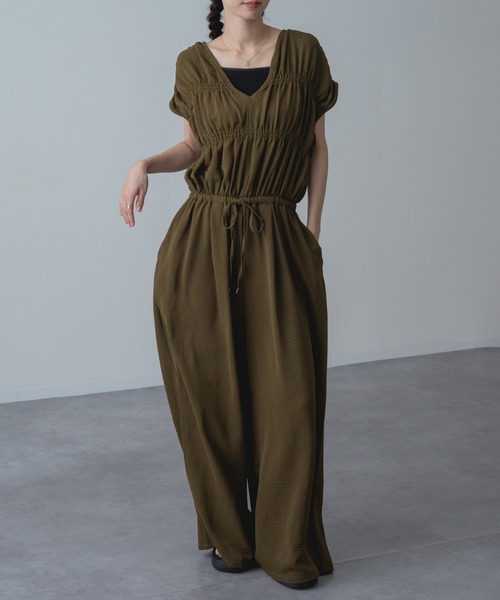 refinedworks（リファインドワークス）の「【refinedworks】UVカット 接触冷感 機能付き◎ リラックス サロペ パンツ（サロペット/オーバーオール・レディース・ブラック/カーキ・FREE）」の11枚目の写真