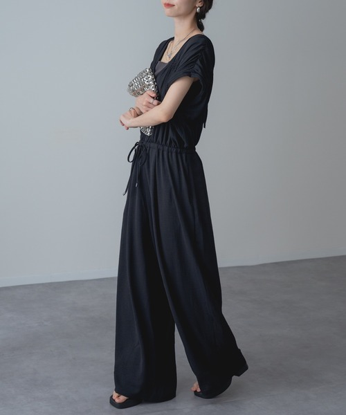 refinedworks（リファインドワークス）の「【refinedworks】UVカット 接触冷感 機能付き◎ リラックス サロペ パンツ（サロペット/オーバーオール・レディース・ブラック/カーキ・FREE）」の5枚目の写真