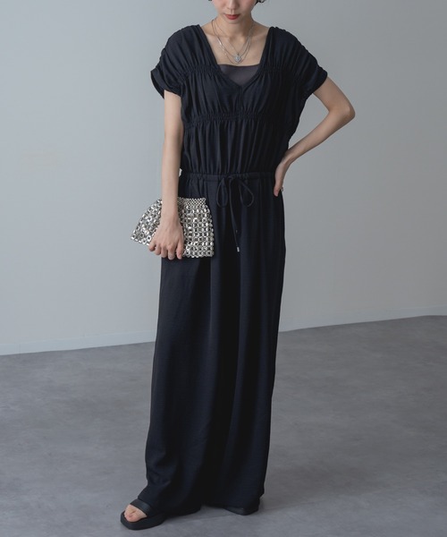 refinedworks（リファインドワークス）の「【refinedworks】UVカット 接触冷感 機能付き◎ リラックス サロペ パンツ（サロペット/オーバーオール・レディース・ブラック/カーキ・FREE）」の6枚目の写真