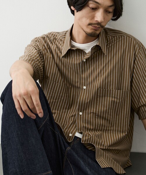 GOOD PEOPLE GOOD STITCHING GOOD PRODUCT(グッドピープルグッドスティッチンググッドプロダクト)の「【GOOD PEOPLE GOOD STITCHING GOOD PRODUCT/グッドピープルグッドスティッチンググッドプロダクト】Double Pocket Half Sleeve Shirt(シャツ/ブラウス・メンズ・ブラウン/ミント・S/M/L)」の3枚目の写真