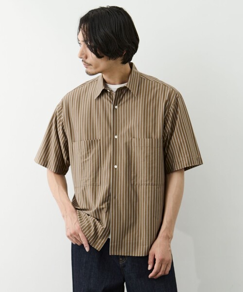 GOOD PEOPLE GOOD STITCHING GOOD PRODUCT(グッドピープルグッドスティッチンググッドプロダクト)の「【GOOD PEOPLE GOOD STITCHING GOOD PRODUCT/グッドピープルグッドスティッチンググッドプロダクト】Double Pocket Half Sleeve Shirt(シャツ/ブラウス・メンズ・ブラウン/ミント・S/M/L)」の4枚目の写真