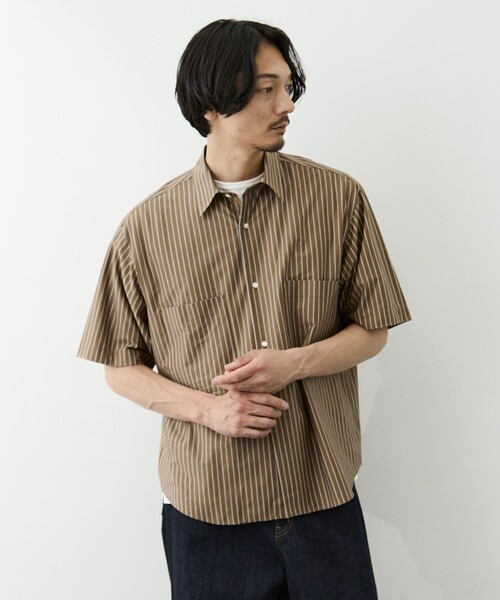 GOOD PEOPLE GOOD STITCHING GOOD PRODUCT(グッドピープルグッドスティッチンググッドプロダクト)の「【GOOD PEOPLE GOOD STITCHING GOOD PRODUCT/グッドピープルグッドスティッチンググッドプロダクト】Double Pocket Half Sleeve Shirt(シャツ/ブラウス・メンズ・ブラウン/ミント・S/M/L)」の5枚目の写真