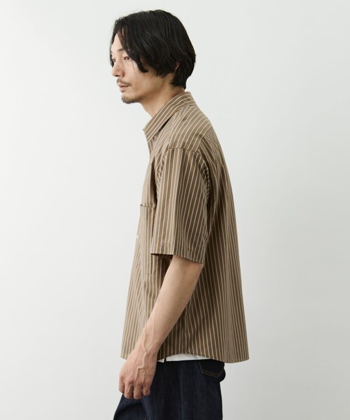 GOOD PEOPLE GOOD STITCHING GOOD PRODUCT(グッドピープルグッドスティッチンググッドプロダクト)の「【GOOD PEOPLE GOOD STITCHING GOOD PRODUCT/グッドピープルグッドスティッチンググッドプロダクト】Double Pocket Half Sleeve Shirt(シャツ/ブラウス・メンズ・ブラウン/ミント・S/M/L)」の6枚目の写真