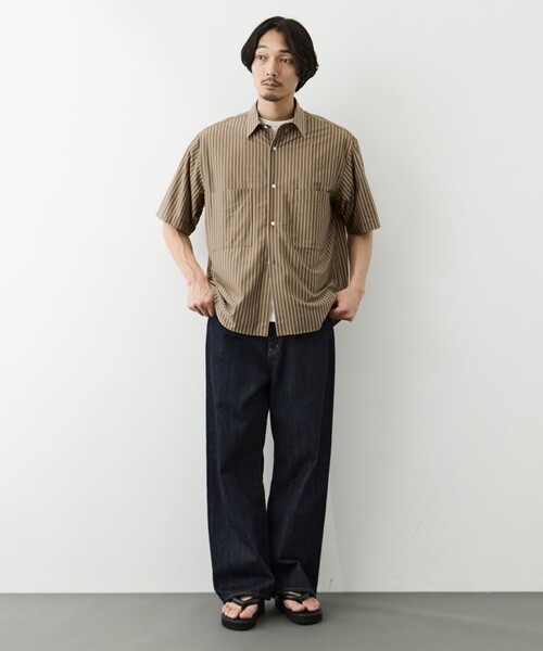 GOOD PEOPLE GOOD STITCHING GOOD PRODUCT(グッドピープルグッドスティッチンググッドプロダクト)の「【GOOD PEOPLE GOOD STITCHING GOOD PRODUCT/グッドピープルグッドスティッチンググッドプロダクト】Double Pocket Half Sleeve Shirt(シャツ/ブラウス・メンズ・ブラウン/ミント・S/M/L)」の8枚目の写真