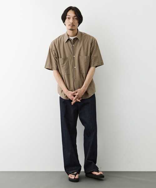 GOOD PEOPLE GOOD STITCHING GOOD PRODUCT(グッドピープルグッドスティッチンググッドプロダクト)の「【GOOD PEOPLE GOOD STITCHING GOOD PRODUCT/グッドピープルグッドスティッチンググッドプロダクト】Double Pocket Half Sleeve Shirt(シャツ/ブラウス・メンズ・ブラウン/ミント・S/M/L)」の9枚目の写真